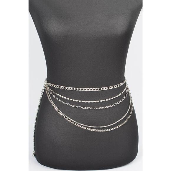Multi Layered Metal Plus Size Chain Belt main image 4